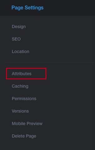 Attributes menu