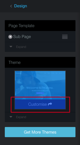 Customise button