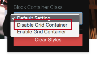 Disable grid container