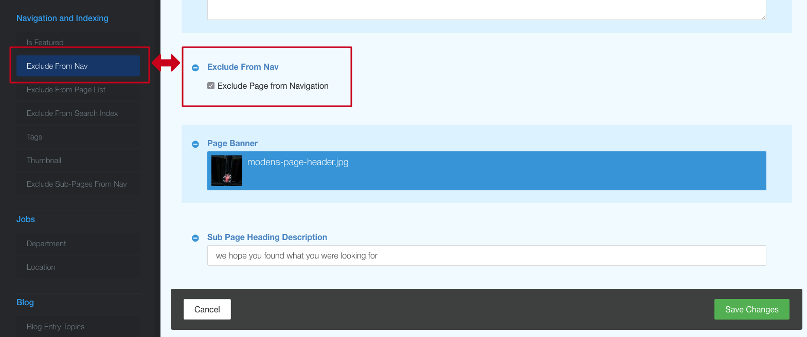 Exclude from nav