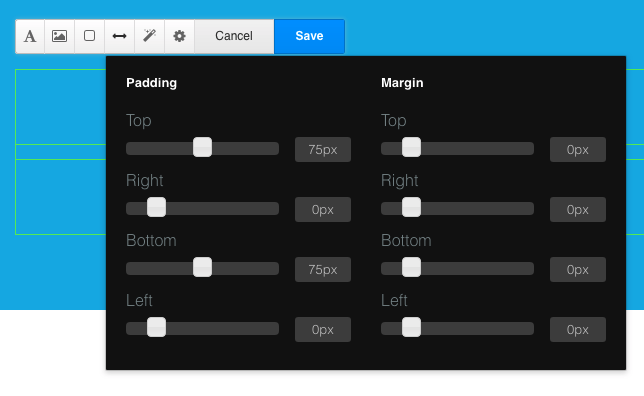 Padding menu