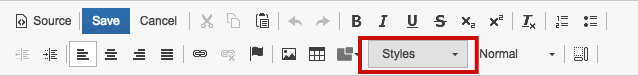 Styles button in editor