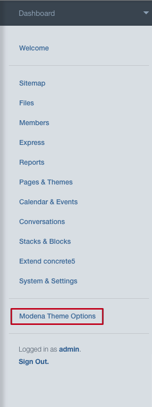 Theme options